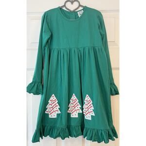 Christmas Dress Girls Sz 8 Kelly Green Little Debbie Tree Cakes Embroidered‎